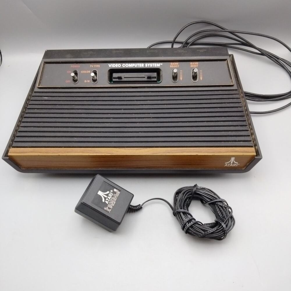 Atari 2600 4Switch Model black- Console with power Supply untested